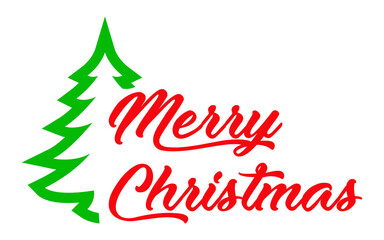 Fototapeta na wymiar Tiempo de Navidad. Logo aislado con texto manuscrito Merry Christmas con árbol de navidad