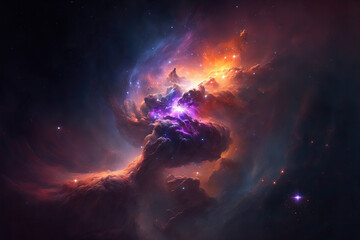 Abstract cosmos, space nebula as a background or wallpaper. AI
