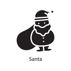 Santa vector Solid Icon Design illustration. Christmas Symbol on White background EPS 10 File