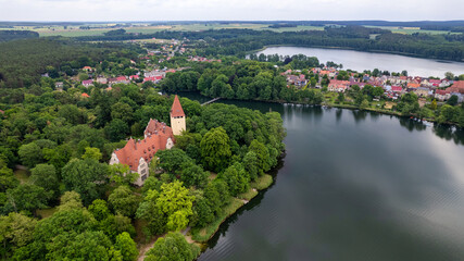 Fototapeta na wymiar Aerial view of the town of the old city of Lubniewice, Polska