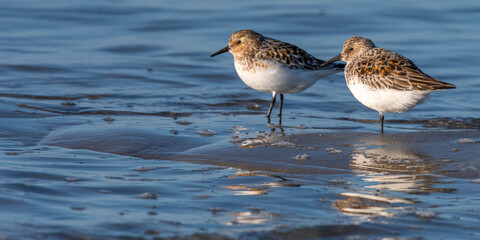 Bécasseaux sanderling (Calidris alba, Sanderling) sur la plage du Hourdel
