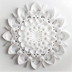 Symmetrical three-dimensional floral pattern on white background