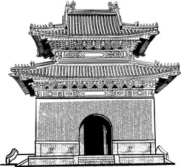 Chinese Ming tomb on the sun day