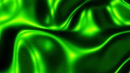 Greens background, liquid metallic wavy wallpaper design, 3d silk soft shiny illustration.