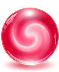 3D crystal, glass sphere with abstract spiral shape inside, interesting marble ball.