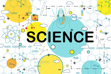 Science background. Linear dna concept STEM line vector design Website Banner.