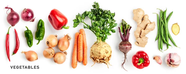 Photo sur Plexiglas Légumes frais Different vegetables set isolated on white background
