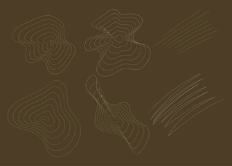 abstract wavy circle line isolated  vector set background 