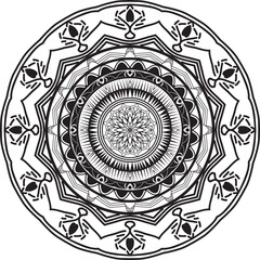 Rounded mandala design for kids coloring book 