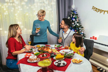 A Joyful Christmas Dinner with Loved Persones