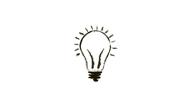 Grunge light bulb on a white background. Light bulb painted with a brush