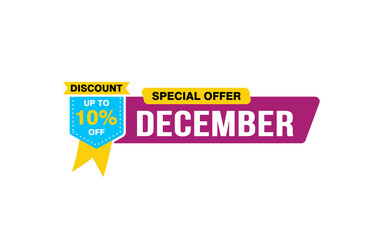 10 Percent december discount offer, clearance, promotion banner layout with sticker style.