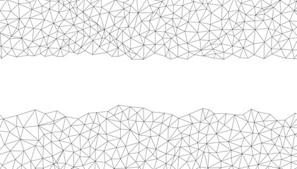 Abstract banner. Geometric low poly graphic. Background of triangular facets. Modern black and white vector pattern.