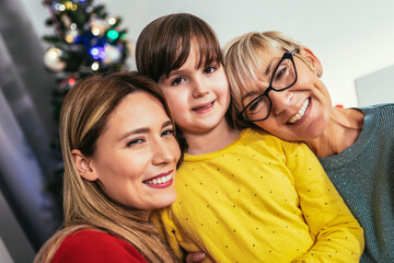 Three Generations Celebrating Christmas Together