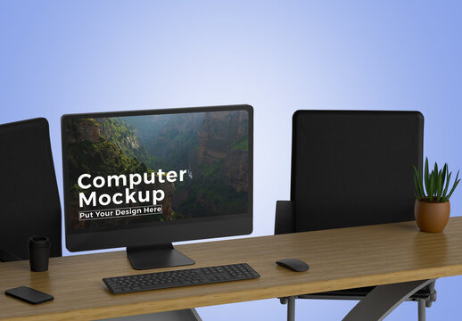 Desk Computer Mockup