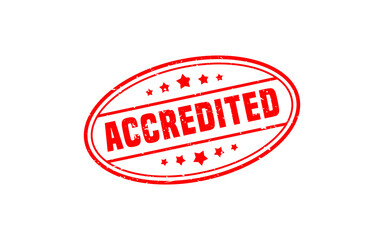ACCREDITED rubber stamp with grunge style on white background