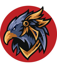 Eagle head e-sport logo design vector with modern illustration