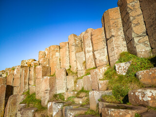 A few of the 40000 interlocking basalt columns at the Giant's Causeway by Bushmills in Northern...