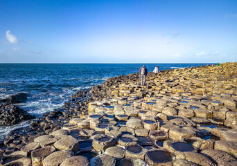 A few of the 40000 interlocking basalt columns at the Giant's Causeway by Bushmills in Northern...