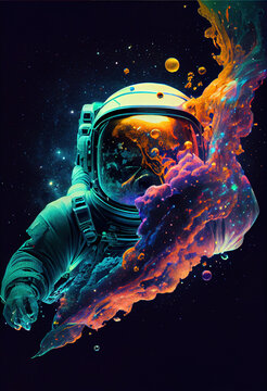 Surreal Art Spaceman Art Astronaut Colorful Art 