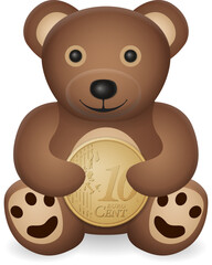 Teddy bear with ten euro cent