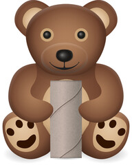 Teddy bear with toilet paper