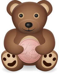 Teddy bear with two euro cent