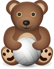 Teddy bear with volleyball ball