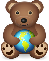 Teddy bear with world globe