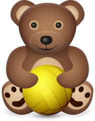 Teddy bear with water polo ball