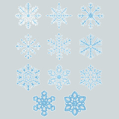 Set of snowflakes Winter picture. Vector graphics