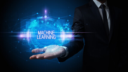 Man hand holding digital technology concept