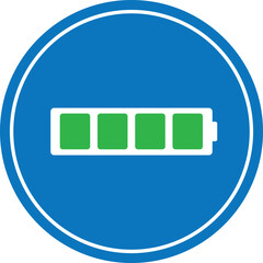 Battery in a circle vector icon symbol
