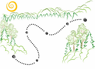 color images of routes in the  forest