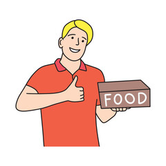 boxed food delivery guy character concept