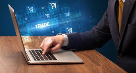 Businessman working on laptop concept