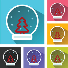 Christmas crystal snow globe with  tree icon, snow globe icon, Christmas,  snow globe logo, snow globe icon vector icons set