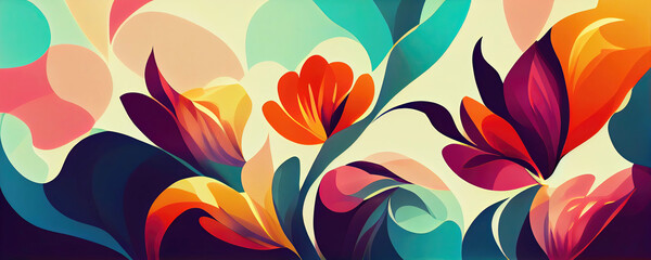 Beautiful modern colorful flower wallpaper background pattern design (Generative AI)