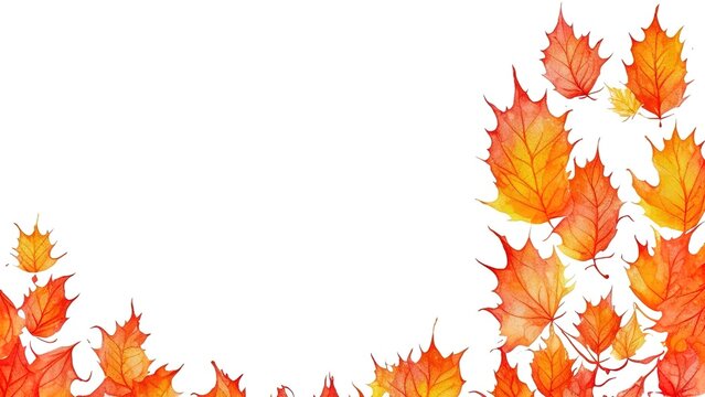 The frame of red leaves in the autumn concept is isolated on a white background.