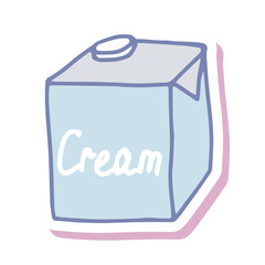 Hand drawing sticker box with cream.