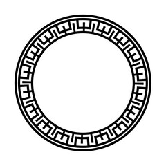 Greek black and white style border frame  circle frame with seamless vector illustration