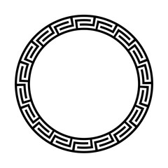 Fototapeta na wymiar Greek black and white style border frame circle frame with seamless vector illustration