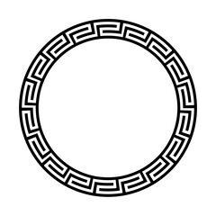 Greek black and white style border frame  circle frame with seamless vector illustration