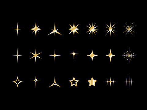 Gold Stardust Twinkling set  golden Twinkling , golden star on background. Golden luxury line