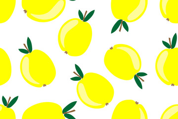 Green apple pattern. Seamless decorative background with green apples. Bright summer design