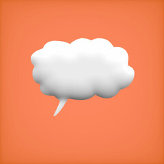 3D speech bubble with orange background. message, talk, speech, balloon, cloud, shape, cartoon, communication. vector design illustration icon