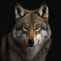 portrait of a beautiful grey wolf