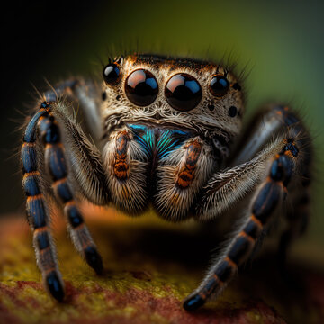 close-up macro shot of a common jumping spider