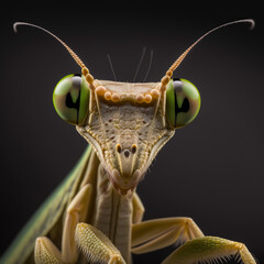 close-up macro shot of a praying mantis - obrazy, fototapety, plakaty