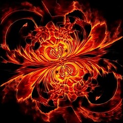 Obraz premium red-hot lava flow concept hell and damnation